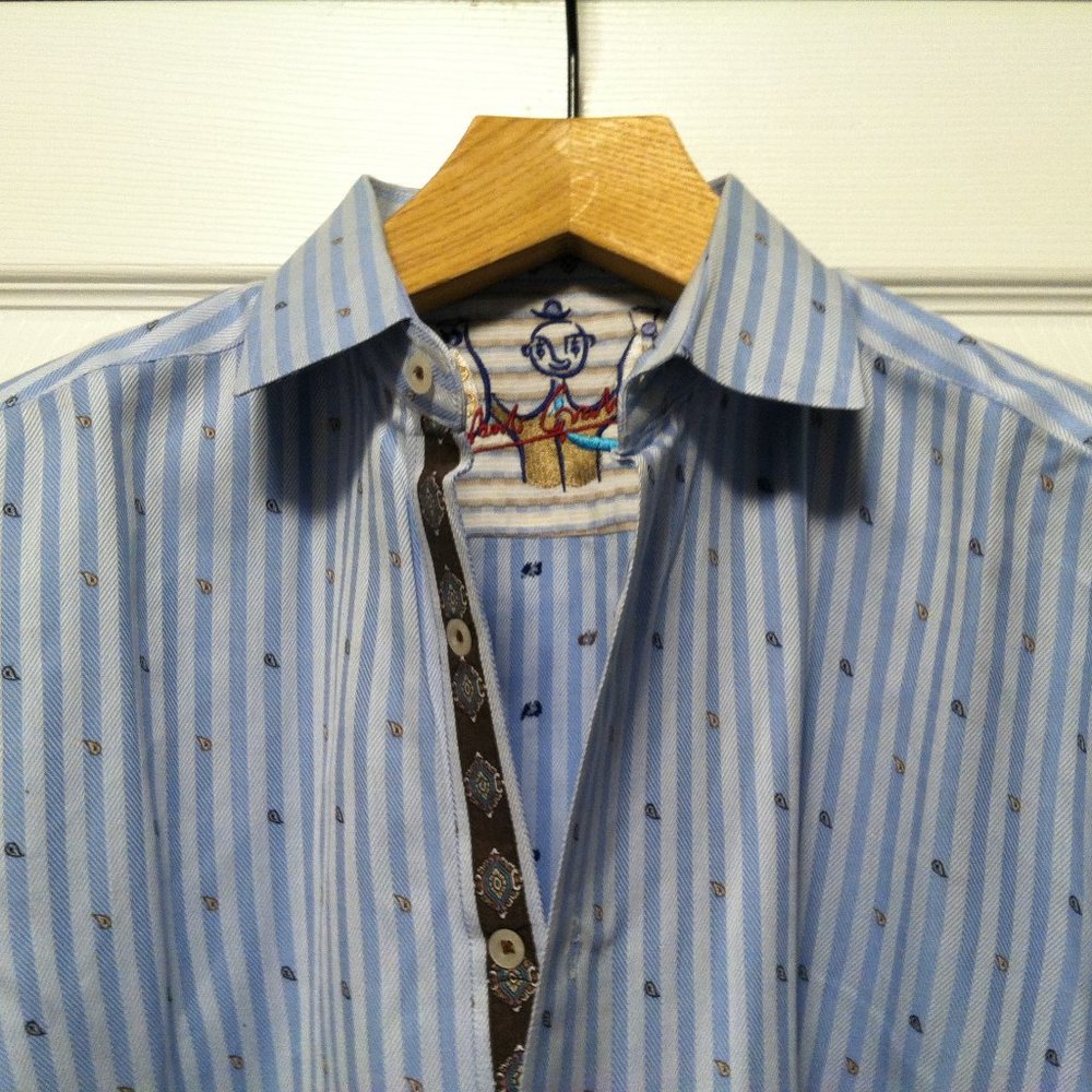 ROBERT GRAHAM MENS BLUE 100%COTTON LONG SLEEVE CASUAL SHIRT SIZE: XL
